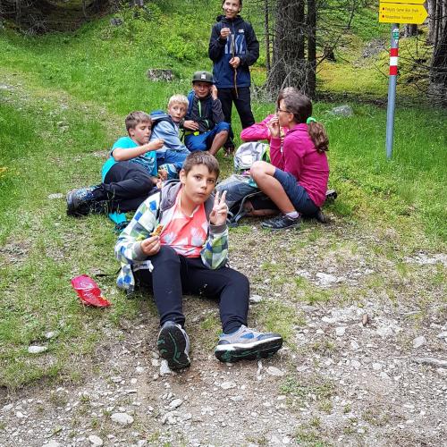 eine kurze Rast während des Abstiegs